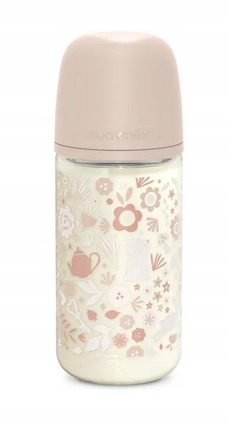 SUAVINEX BUTELKA SZKLANA SX PRO ŚREDNI PRZEPŁYW WONDERLAND 240ML RÓŻ 3M+
