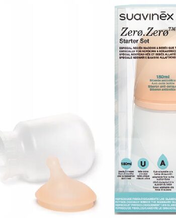 SUAVINEX ZESTAW STARTOWY ZERO ZERO 180ML REGULOWAN