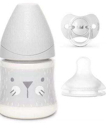 SUAVINEX BUTELKA 150ML HYGGE SZARA + SMOCZEK SX PRO + SMOCZEK 0-6M ZESTAW