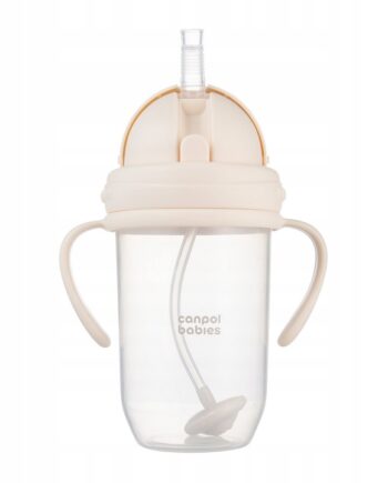 CANPOL KUBEK NIEKAPEK Z RURKĄ I ODWAŻNIKIEM 270ML KREMOWY