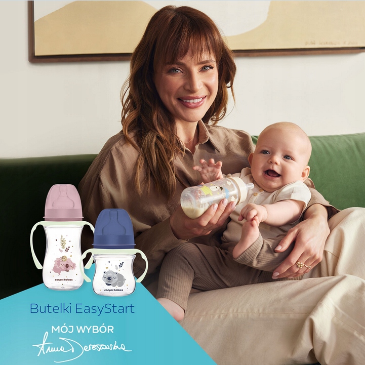 CANPOL BUTELKA SZEROKA Z UCHWYTAMI ŚWIECĄCYMI 120ml Sleepy Koala