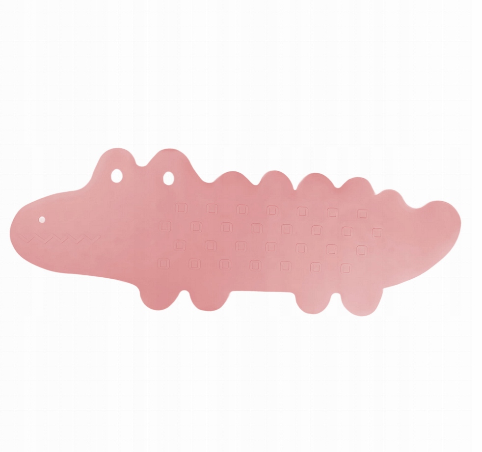 BOCIOLAND MATA ANTYPOŚLIZGOWA KROKODYL DO KĄPIELI SILIKON RÓŻ 33 × 90 cm