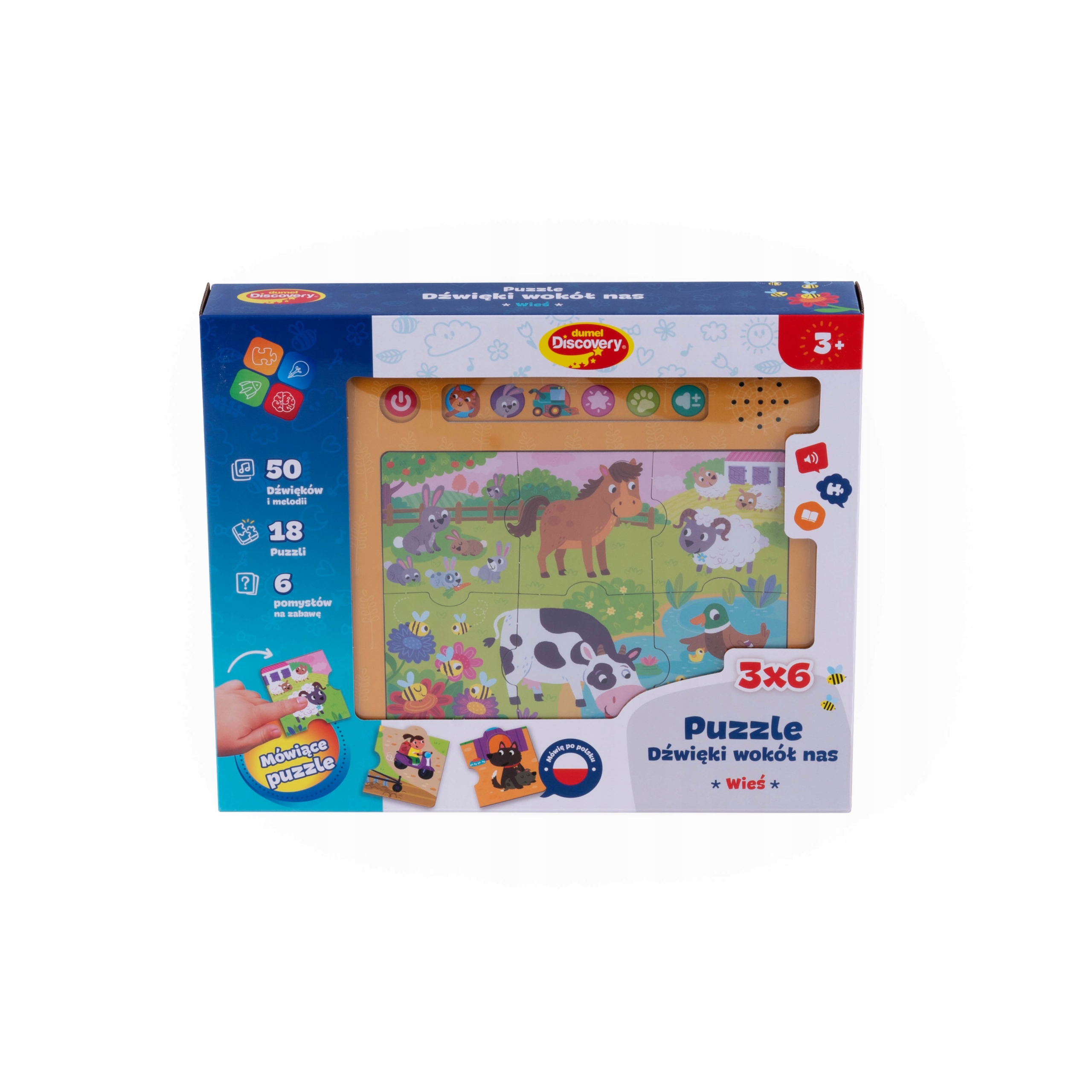 DUMEL PUZZLE DZWIĘKI WOKÓŁ NAS WIEŚ ODGŁOSY MELODIE 3 OBRAZKI 3+