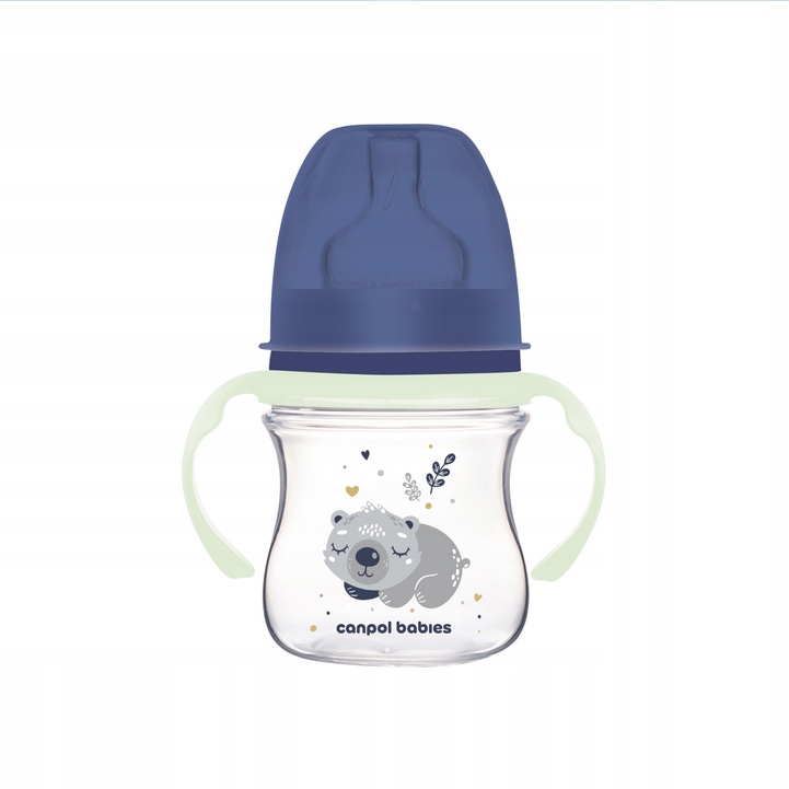 CANPOL BUTELKA SZEROKA Z UCHWYTAMI ŚWIECĄCYMI 120ml Sleepy Koala