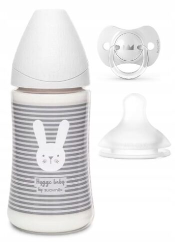 SUAVINEX BUTELKA 270ML HYGGE KRÓLIK + SMOCZEK SX PRO + SMOCZEK 0-6M SZARA
