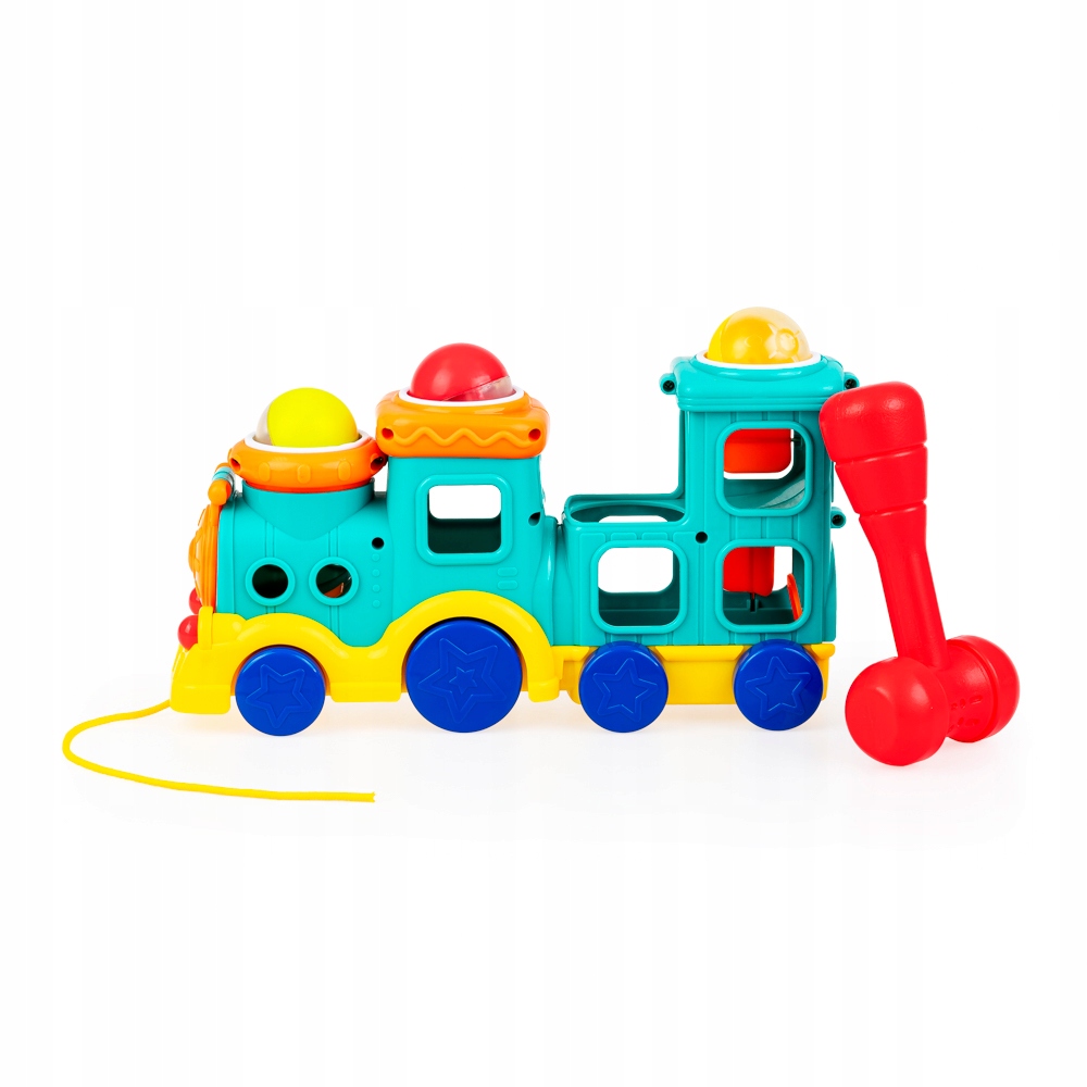 DUMEL POCIĄG CIUCHCIA PUK PUK PIŁECZKI + MŁOTEK + SZNUREK DO PROWADZENIA