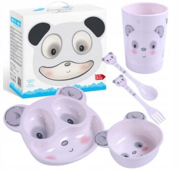 BOCIOLAND ZESTAW NACZYŃ Z MELAMINY DLA DZIECI 5 ELEMENTÓW PANDA