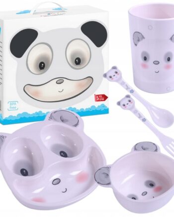 BOCIOLAND ZESTAW NACZYŃ Z MELAMINY DLA DZIECI 5 ELEMENTÓW PANDA