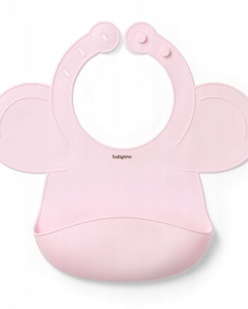 BABYONO ŚLINIAK SILIKONOWY Z REGULOWANYM ZAPIĘCIEM MIĘKKI RÓŻOWY 1639/02