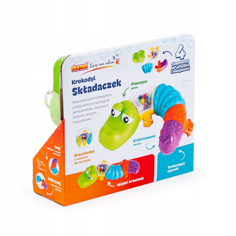 DUMEL KROKODYL SKŁADACZEK ZABAWKA SENSORYCZNA 6M+