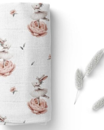 BOCIOLAND PIELUSZKA BAMBUSOWA CHUSTECZKA ULEWAJKA 40x40 CM KRÓLICZKI