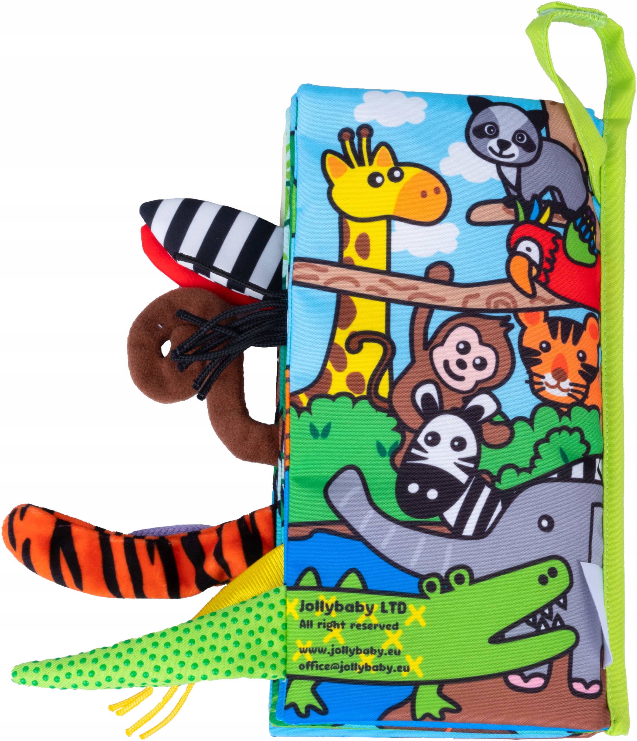 JOLLY BABY KSIĄŻKA KSIĄŻECZKA SENSORYCZNA ZWIERZAKI DŻUNGLA OGONKI 0M+