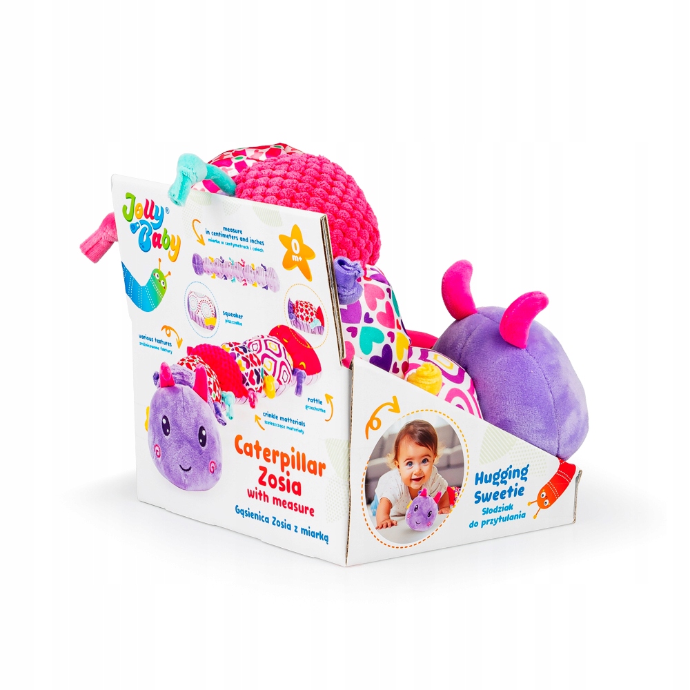JOLLY BABY GĄSIENICA ZOSIA Z MIARKĄ PLUSZOWA SENSORYCZNA 0M+