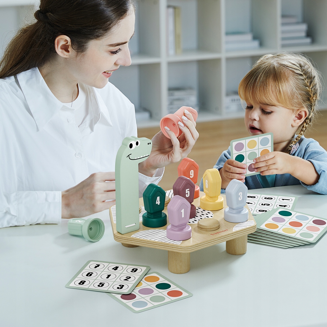 TOPBRIGHT DREWNIANA GRA DO NAUKI LICZB I KOLORÓW DINO 36M+