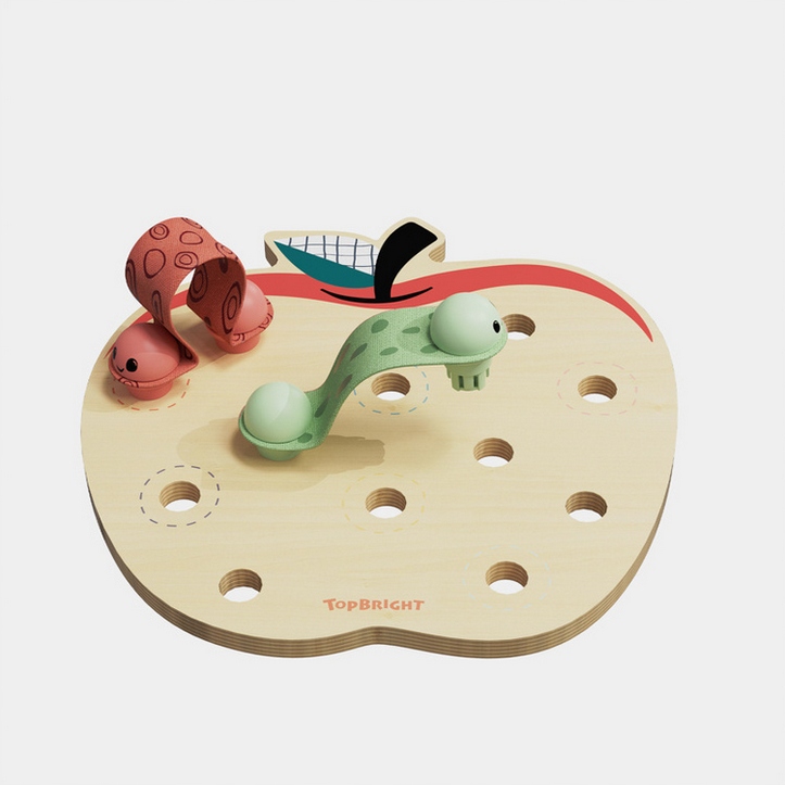 TOPBRIGHT ZABAWKA EDUKACYJNA DREWNIANA DLA DZIECI ROBACZKI W JABŁUSZKU 18M+
