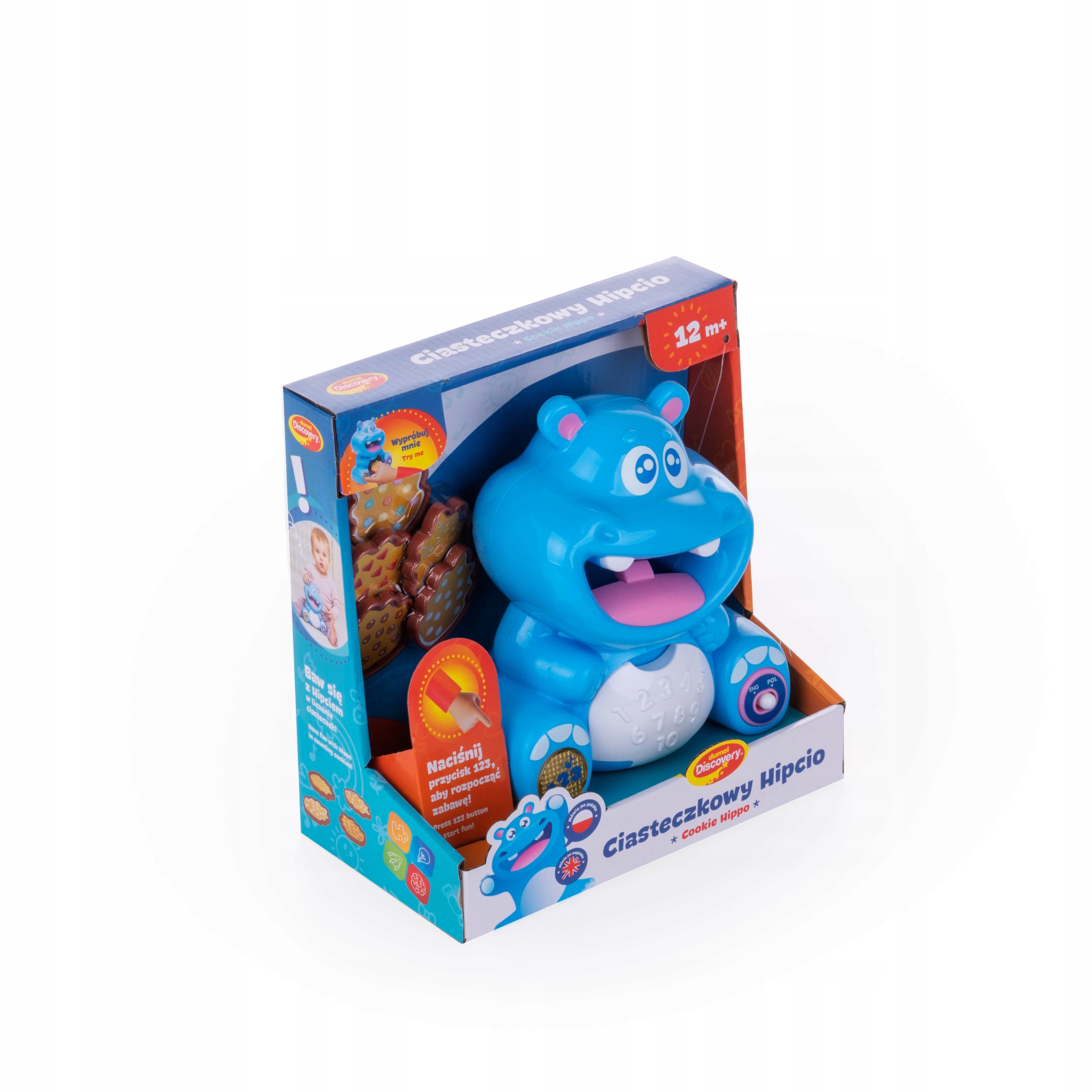 DUMEL CIASTECZKOWY HIPCIO DWUJĘZYCZNY LICZY ŚWIECI WYDAJE DŹWIĘKI 12M