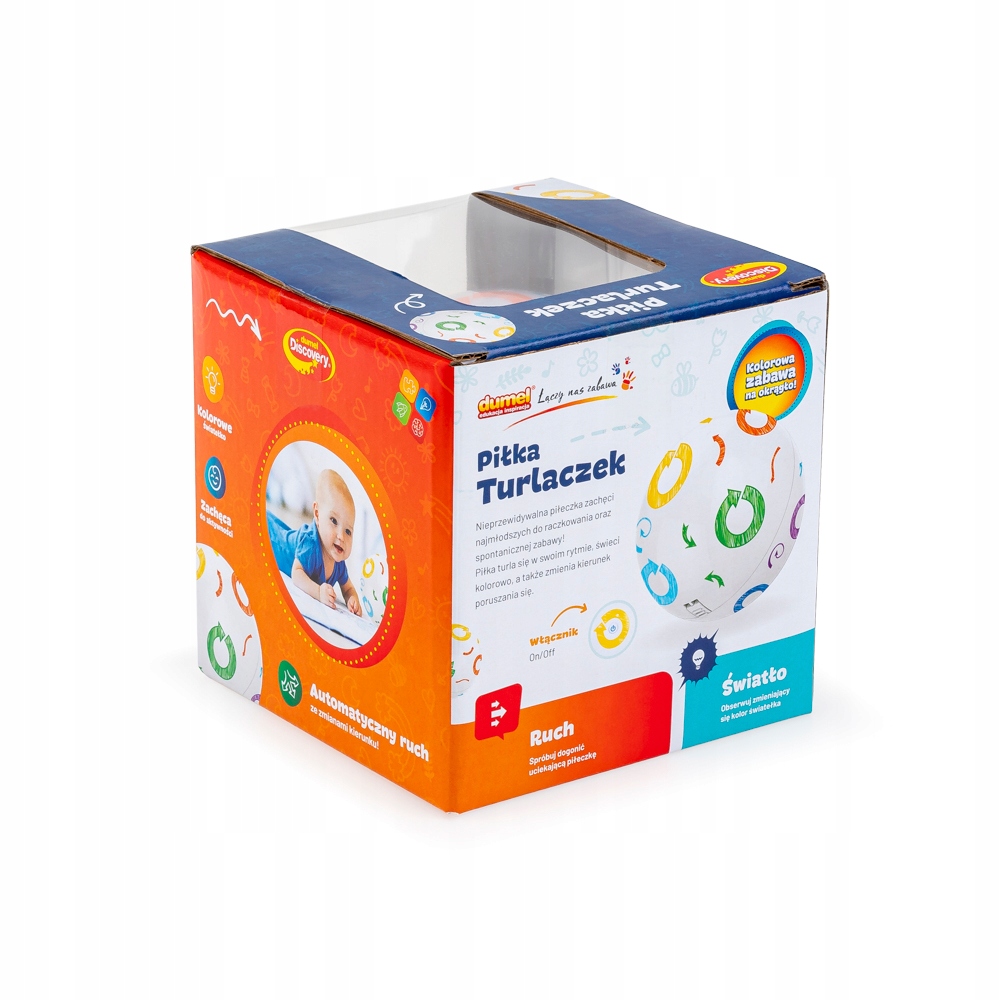 DUMEL UCIEKAJĄCA PIŁKA TURLACZEK ŚWIECI KOLOROWO 6M+