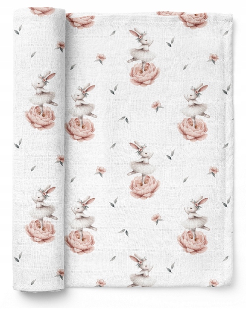 BOCIOLAND PIELUSZKA BAMBUSOWA OTULACZ KOCYK 110X110 CM KRÓLICZKI