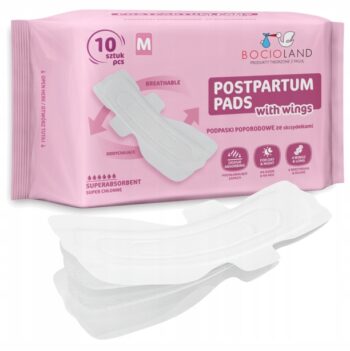 BOCIOLAND WYSOKOCHŁONNE PODKŁADY PODPASKI POPORODOWE M 34CM 10SZT