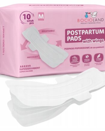 BOCIOLAND WYSOKOCHŁONNE PODKŁADY PODPASKI POPORODOWE M 34CM 10SZT