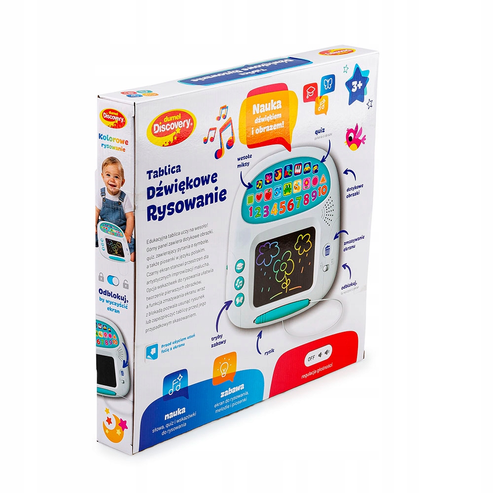 DUMEL TABLICA DŹWIĘKOWE RYSOWANIE NAUKA QUIZ DŹWIĘKI 3+