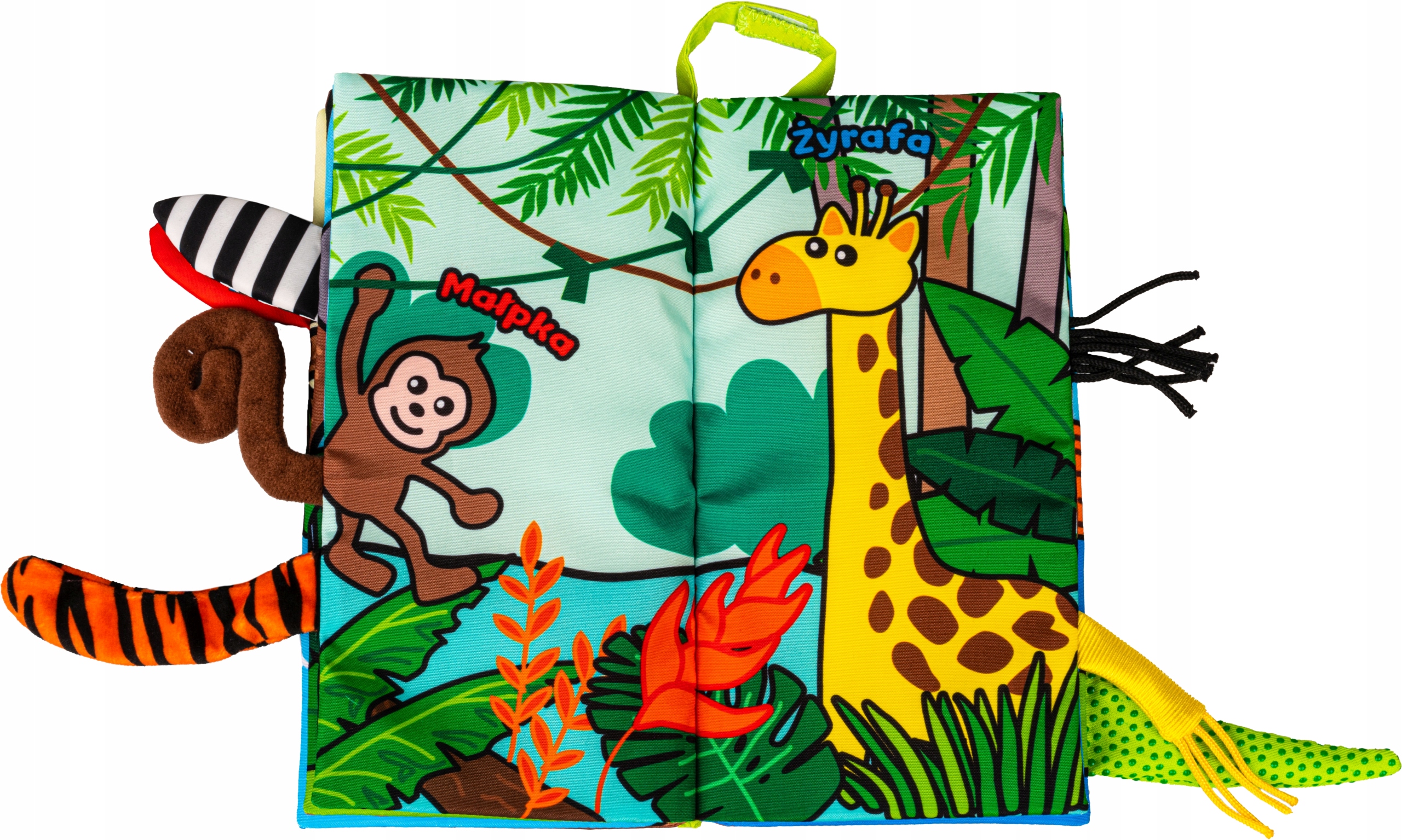 JOLLY BABY KSIĄŻKA KSIĄŻECZKA SENSORYCZNA ZWIERZAKI DŻUNGLA OGONKI 0M+