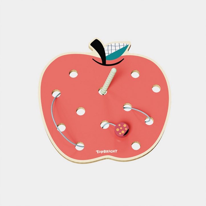 TOPBRIGHT ZABAWKA EDUKACYJNA DREWNIANA DLA DZIECI ROBACZKI W JABŁUSZKU 18M+