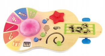 DUMEL ZABAWKA DREWNIANA GITARA DŹWIĘKÓW 3 TRYBY ZABAWY ŚWIATEŁKA MELODIE