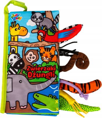 JOLLY BABY KSIĄŻKA KSIĄŻECZKA SENSORYCZNA ZWIERZAKI DŻUNGLA OGONKI 0M+