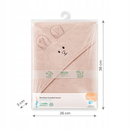 BABYONO OKRYCIE KĄPIELOWE RĘCZNIK Z KAPTURKIEM BAMBUS 100X100CM RÓŻ