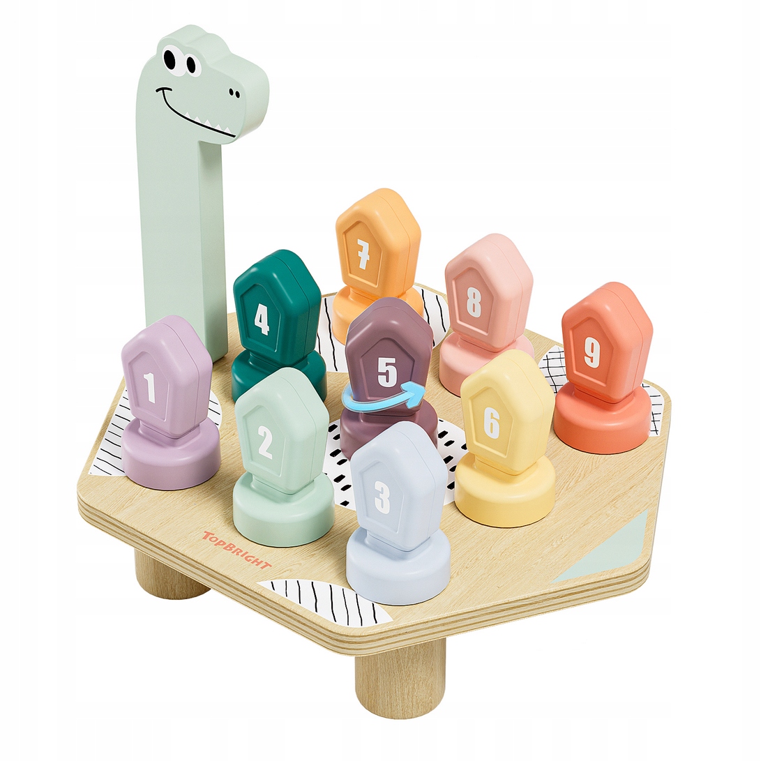 TOPBRIGHT DREWNIANA GRA DO NAUKI LICZB I KOLORÓW DINO 36M+
