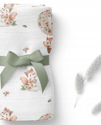 BOCIOLAND PIELUSZKA BAMBUSOWA OTULACZ KOCYK 110X110 CM WIEWIÓRKI