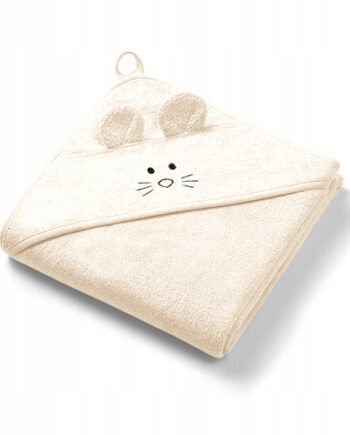 BABYONO OKRYCIE KĄPIELOWE RĘCZNIK Z KAPTURKIEM BAMBUS 100X100CM KREMOWY