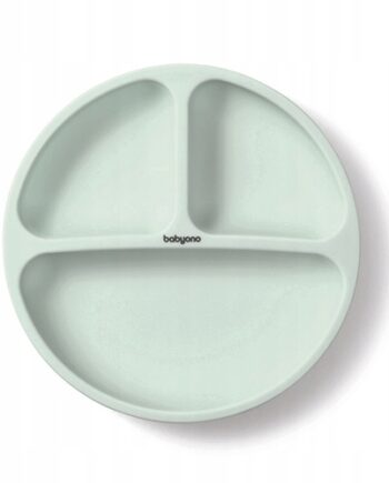 BABYONO TALERZYK SILIKONOWY PRZYSSAWKĄ 3 PRZEGRÓDKI 6M+ ZIELONY