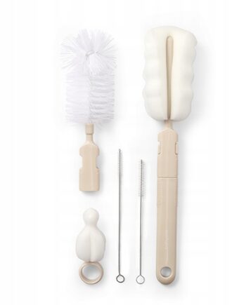 BABYONO ZESTAW SZCZOTEK DO BUTELEK I SMOCZKÓW Z WYMIENNĄ RĄCZKĄ BEŻOWA