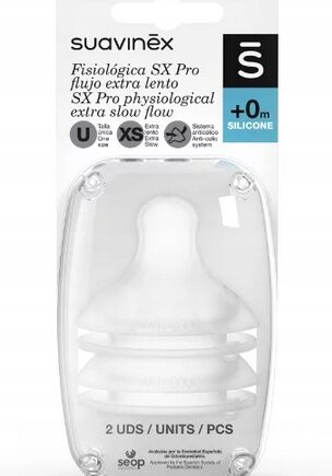 SUAVINEX SMOCZEK DO BUTELKI SX PRO ULTRA XS WOLNY PRZEPŁYW 0M+ 2X