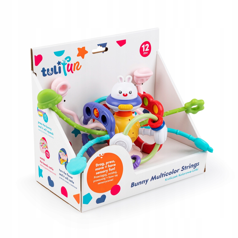 TULIFUN ZABAWKA SENSORYCZNA KRÓLICZEK KOLOROWE LINKI 12M+