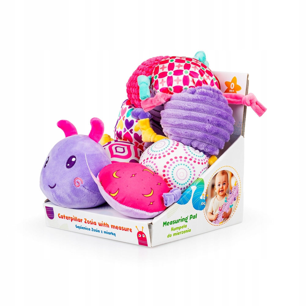 JOLLY BABY GĄSIENICA ZOSIA Z MIARKĄ PLUSZOWA SENSORYCZNA 0M+