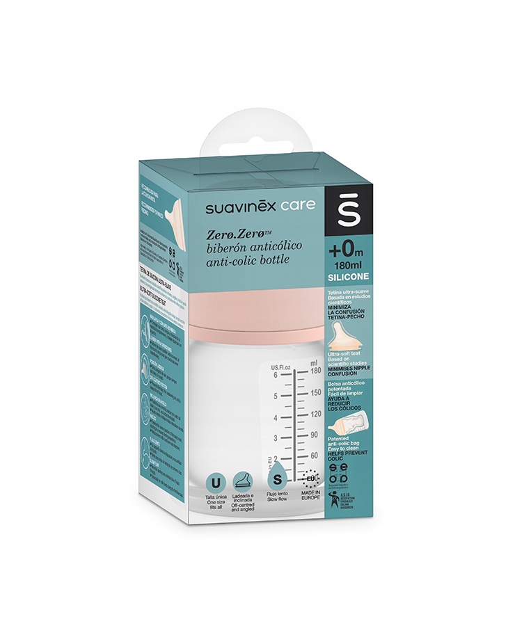 SUAVINEX BUTELKA ZERO ZERO 180ML WOLNY PRZEPŁYW
