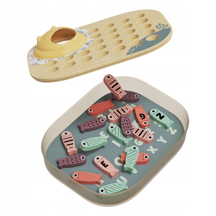 TOPBRIGHT DREWNIANA MAGNETYCZNA GRA ZRĘCZNOŚCIOWA ŁOWIMY RYBKI ABC 24M+