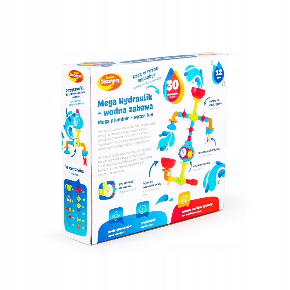 DUMEL ZABAWKA WODNA MEGA HYDRAULIK PRZYSSAWKI DO WANNY 30 ELEMENTÓW