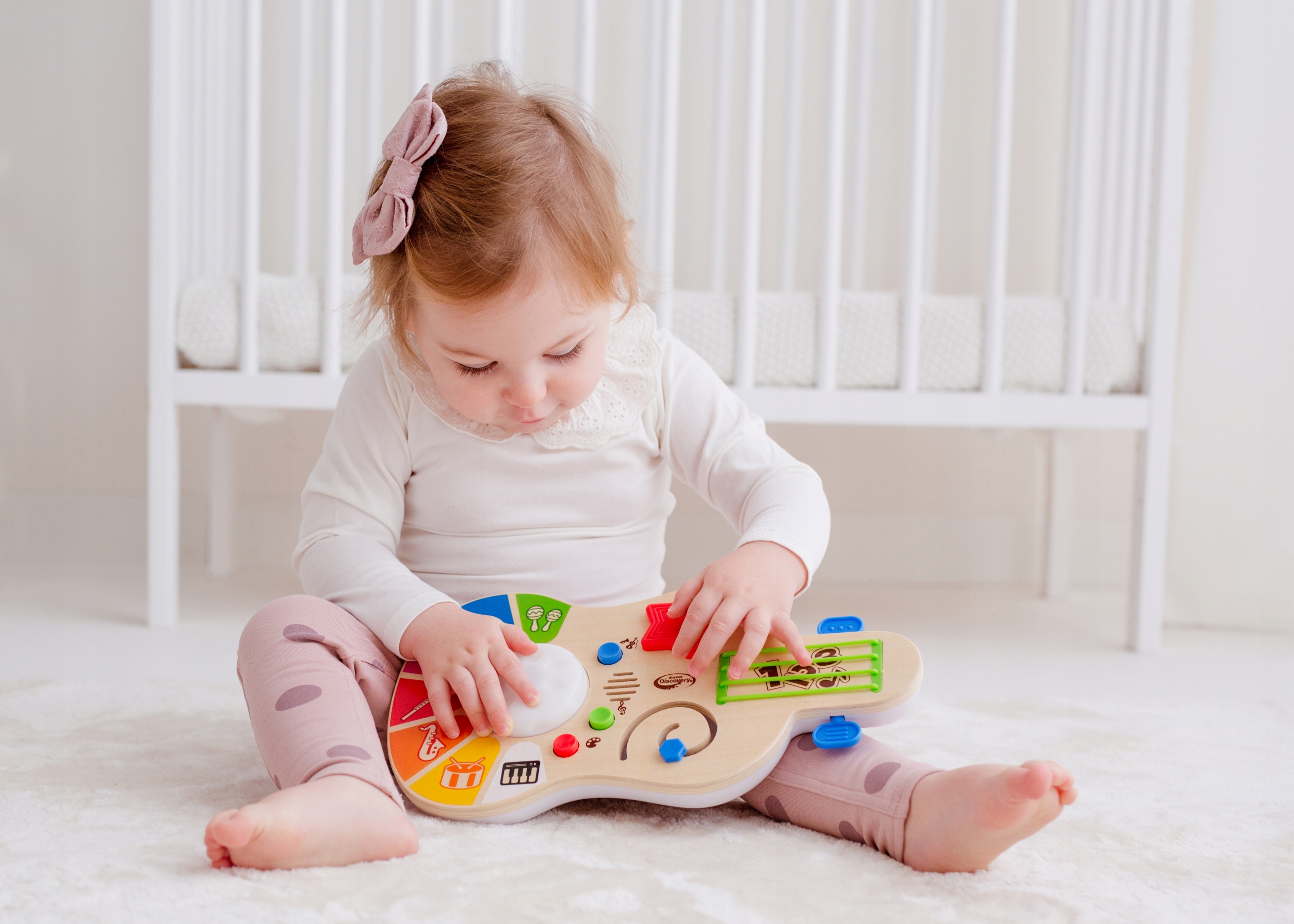 DUMEL ZABAWKA DREWNIANA GITARA DŹWIĘKÓW 3 TRYBY ZABAWY ŚWIATEŁKA MELODIE