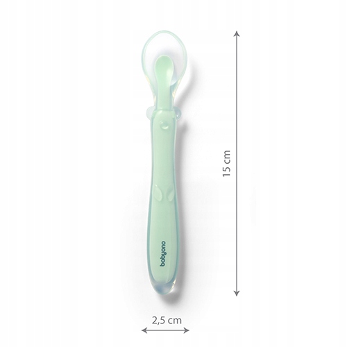 BABYONO ŁYŻECZKA ELASTYCZNA SILIKONOWA 6M+ ZIELONA