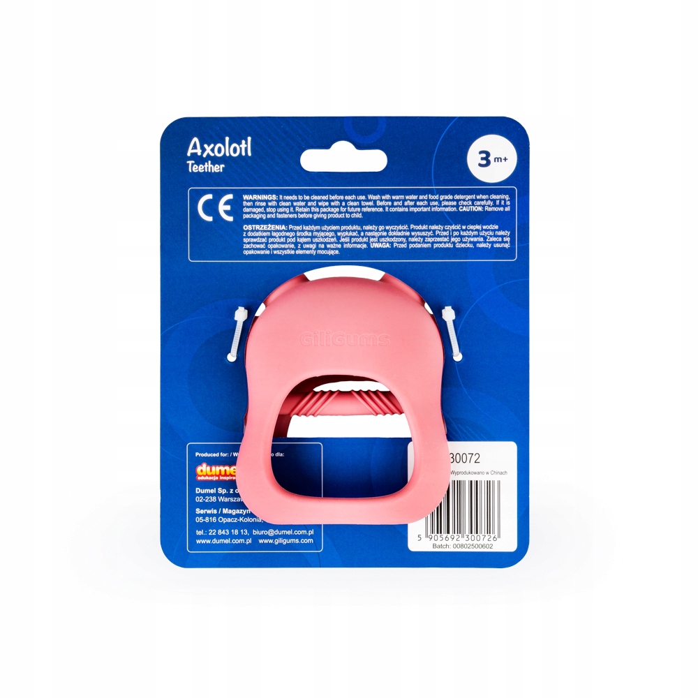 GiliGums GRYZAK SILIKONOWY AKSOLOTL RÓŻOWY NA ZĄBKOWANIE