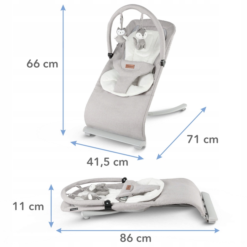 KIDWELL LEŻACZEK BUJACZEK RUBI SZARO-BIAŁY ERGONOMICZNY SKŁADANY