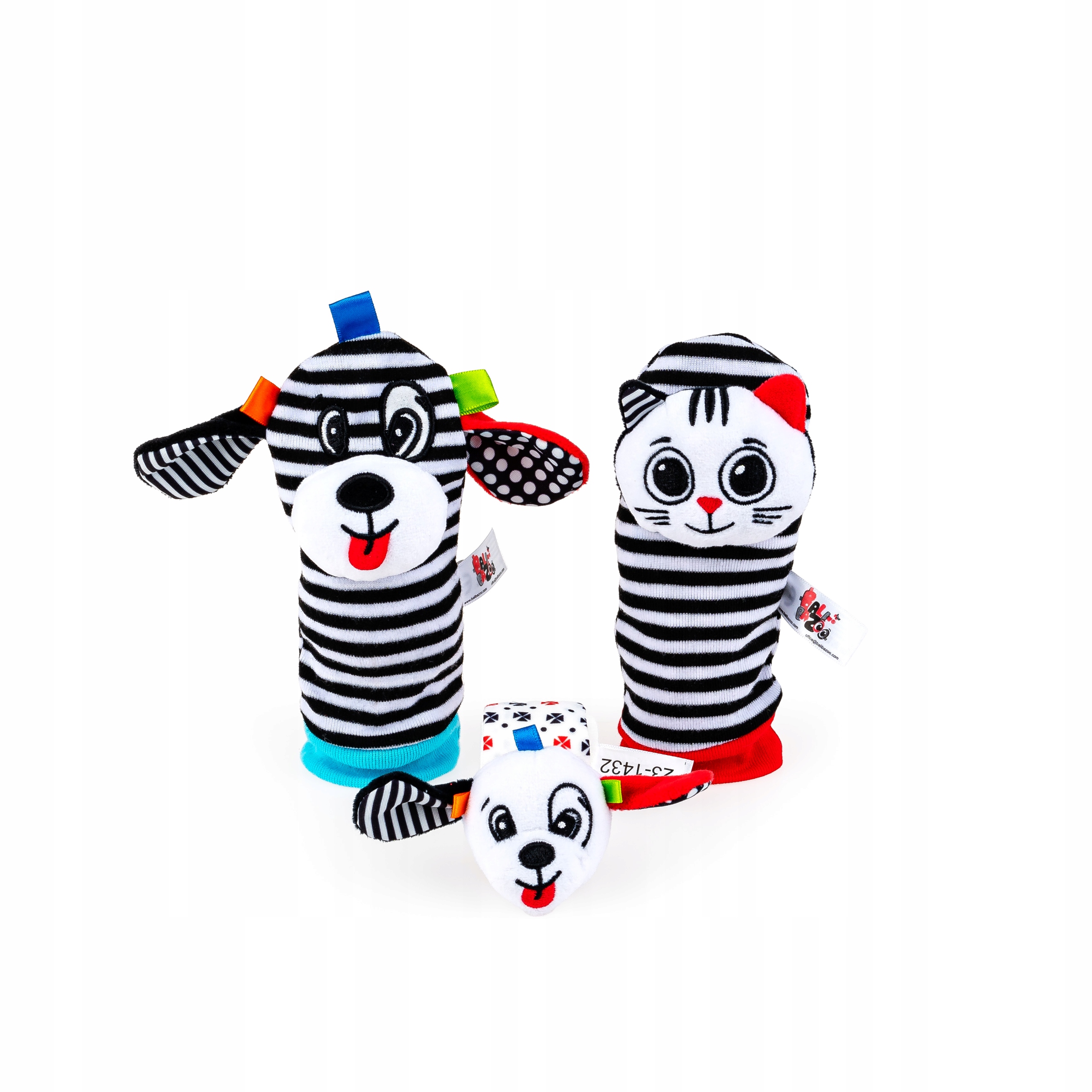 BALIBAZOO ZESTAW SKARPETKI I GRZECHOTKA NA RĄCZKĘ KONTRASTOWE KOLORY 0M+