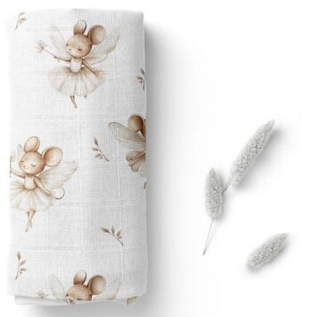 BOCIOLAND PIELUSZKA BAMBUSOWA CHUSTECZKA ULEWAJKA 40x40 CM MYSZKI