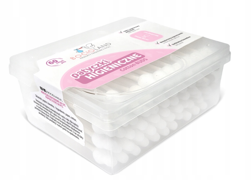 BOCIOLAND PATYCZKI HIGIENICZNE DO USZU DELIKATNE OD 1 ROKU ŻYCIA 60SZT