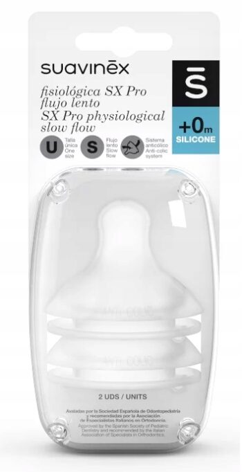 SUAVINEX SMOCZEK DO BUTELKI SX PRO WOLNY 0+ 2X
