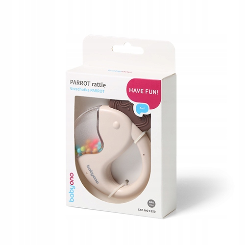 BABYONO GRZECHOTKA ERGONOMICZNA PARROT 3M+
